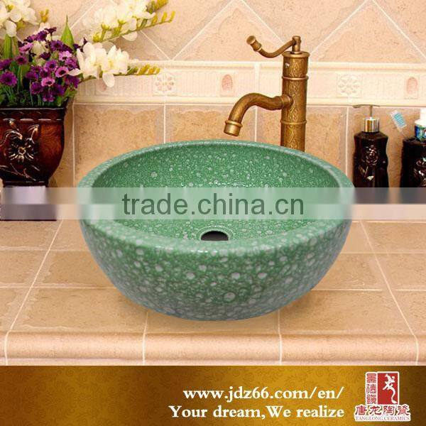 2015 Hot sale jingdezhen porcelain sink polish in ceramic basin blue