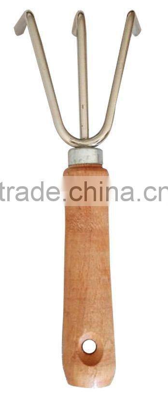 3103 Stainless garden tool Wooden-handle 3-prong rake