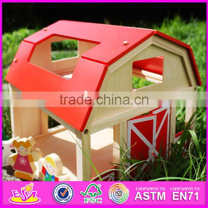 Hot sale children mini wooden toy barn kits W06A156-S