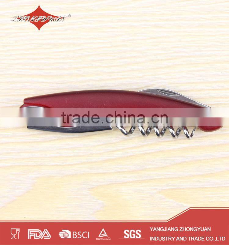 ZY-K1032 daily using multi cork corkscrew wine opener with plastic handle