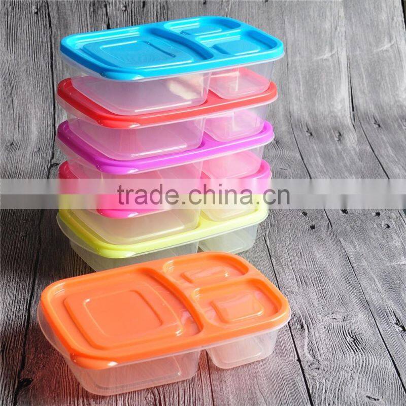 China Microwave Food Grade 3 Compartment Plastic Storage Box