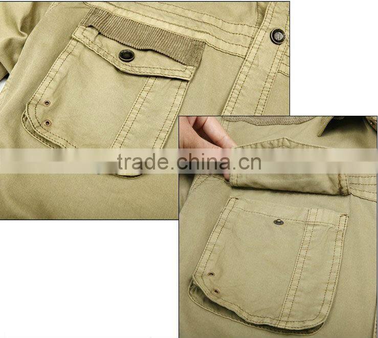 Men's spring & summer 100% cotton breathable short-sleeved tactical shirts