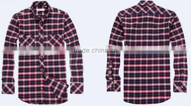 Men's 100% cotton twill plaids flannel fashion shirt with long sleeves