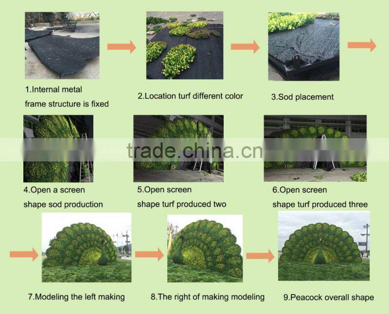 songtao high quality artificial peacock artificial animal topiary sculpture for garden decoration