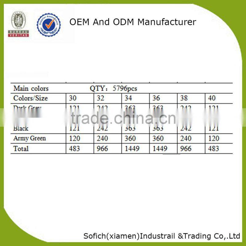 100% cotton mens cargo shorts custom your own design