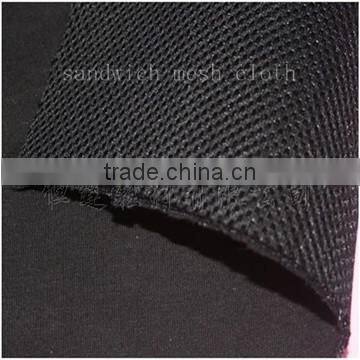 black knitting fabric laminated polyester sandwich mesh fabric/cloth for footwear