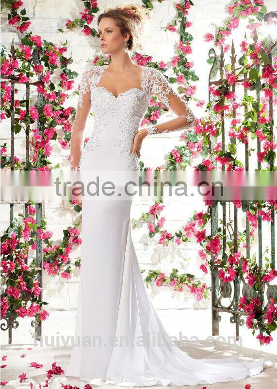 simple open back lace long sleeve white wedding dress