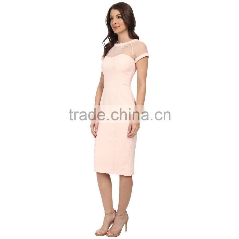 latest design fashion plain formal dress tight with lace custom made
