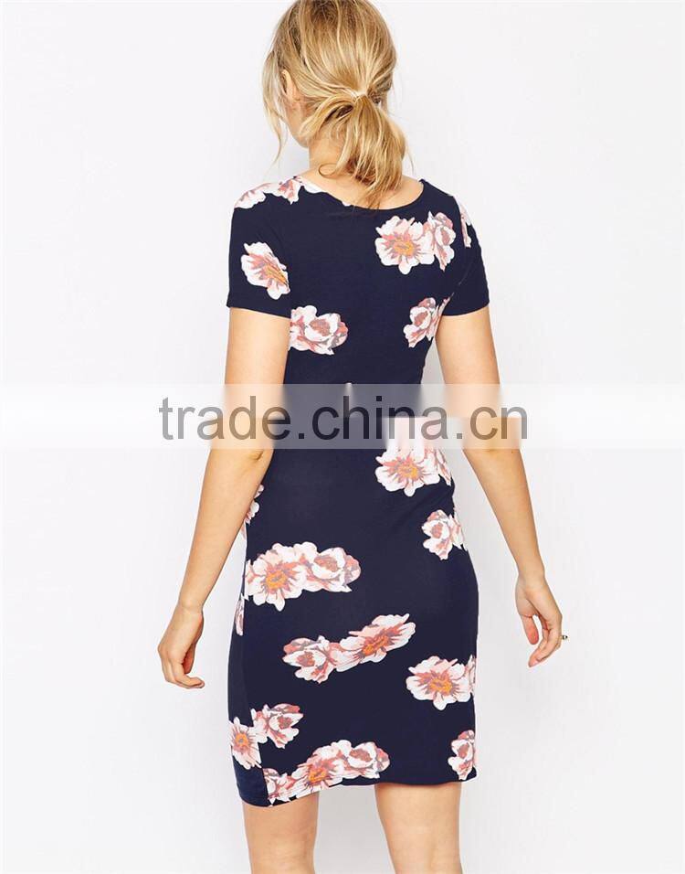 Maternity Clothing Manufacturer Wholesale Dark Floral Printed Maternity Clothes Wholesale Midi Maternity Clothes