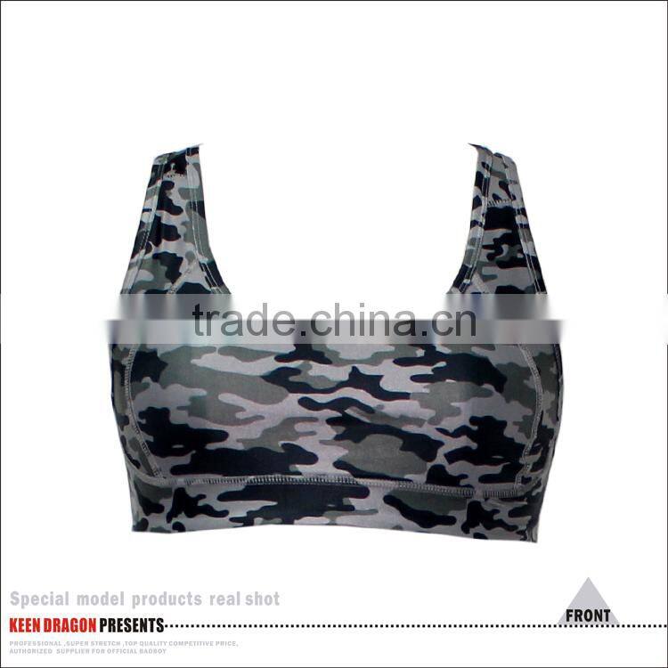 2017 reinforced stitched for ultimate movement camo sports bra for women
