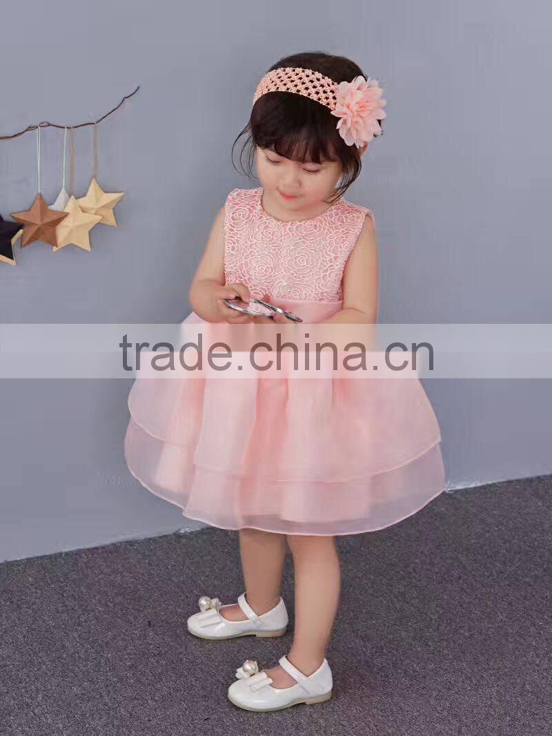Hot Summer Kids Girls Tutu Dress Baby Girl Bowknot Pink Princess Dress Hollow Birthday Party dresses first Communion dress 1-5 Y