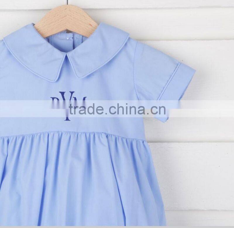 Custom 2017 boys grapheme baby summer jumpsuit wear short sleeve made infant cotton smocked baby romper