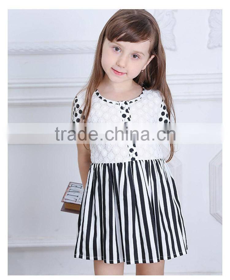 Summer New Fancy White & Black Polka Dot Frock Child Dress Baby Girls Dresses For 2-6 Years