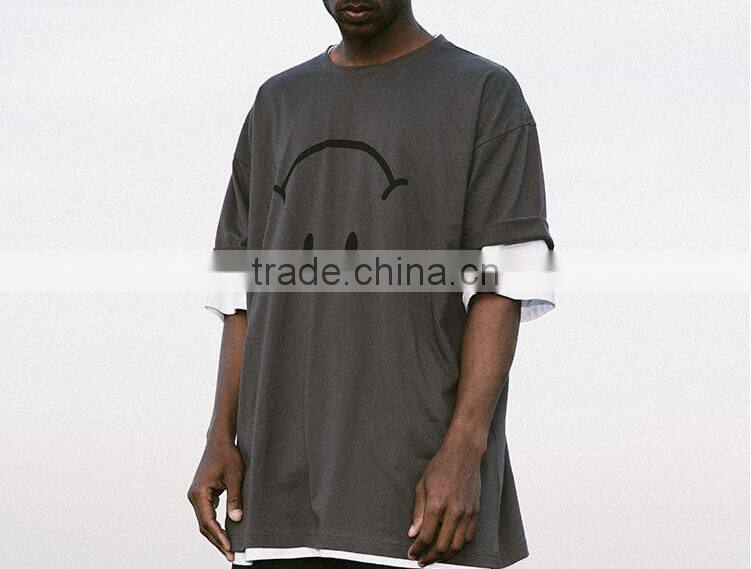 2017 t shirt men smile printing oversized 95 cotton 5 spandex t shirts