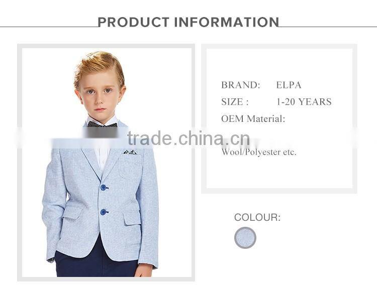 Elpa 2016 fashion kids clothes blue Linen material boy blazer Butterfly lining boy casual blazer