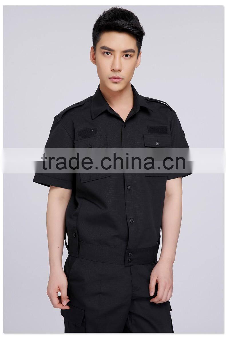 Juqian 2016 factory Cheap black Security Shirt Uniform,Customize short Sleeve Security Guard Uniform Shirts
