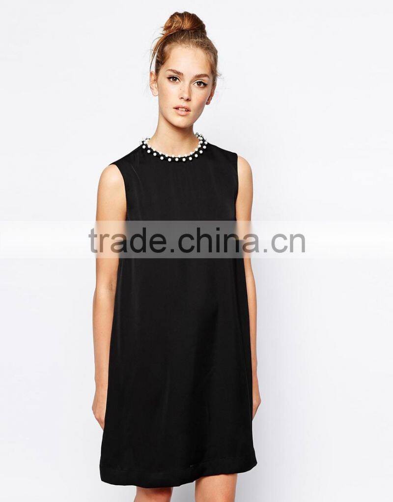 French Connection Dress with Encrusted Neckline