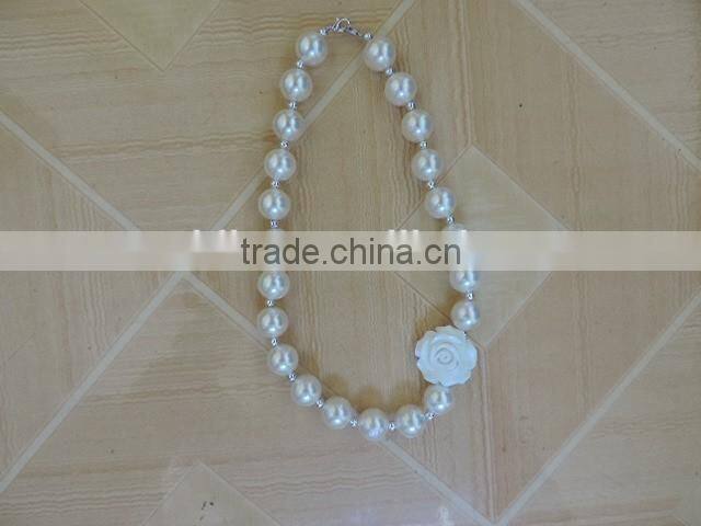 baby girl flower necklace peral crystal symmetric kids clothes accessories wholesale 2016 children jewelry