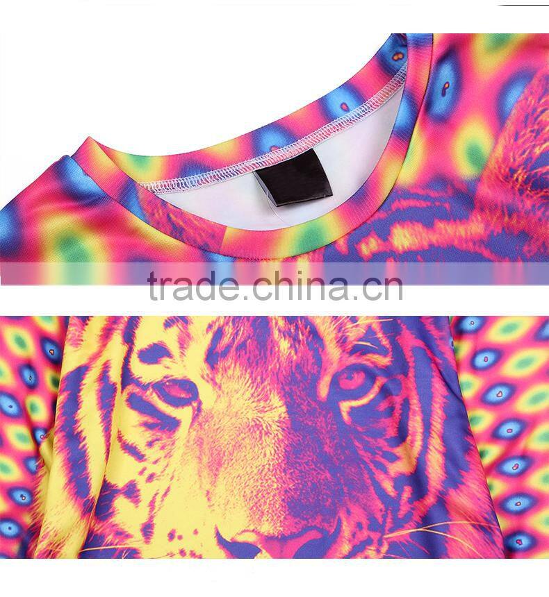 Unisex colorful tiger full printing crewneck sweatshirt