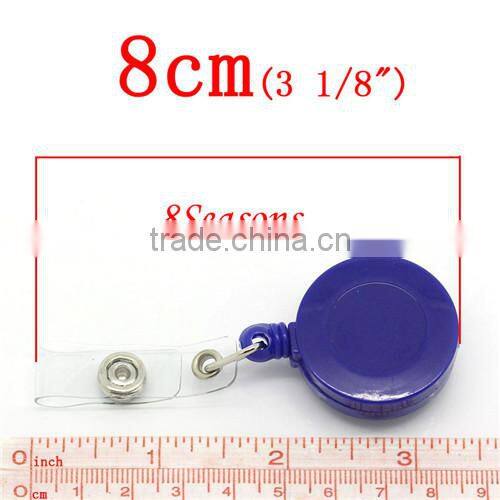 Blue Plastic Buckle Security ID Card Badge Holder Reels 8cm