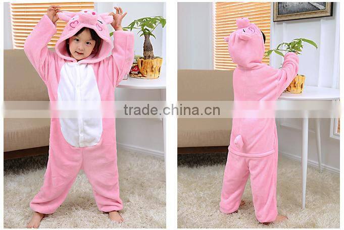 Pink girls top quality kids onesie flannel fleece sleepwear