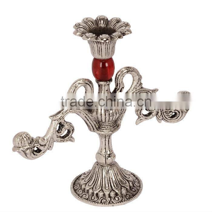 White Metal Twin Candle Holders