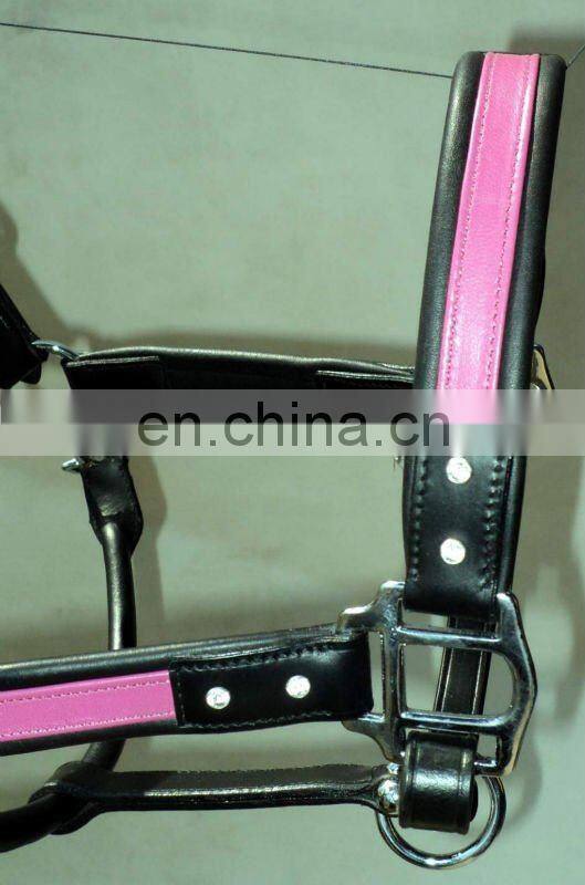 COLOURED LEATHER HALTER WITH CRYSTAL