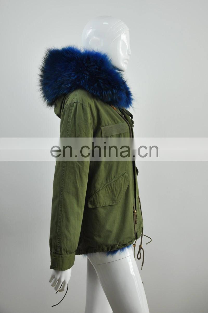 New Women Winter Coat Cheap Fox Fur Lining Long Jacket Real Raccoon Fur Hooded Winter Parka Coat