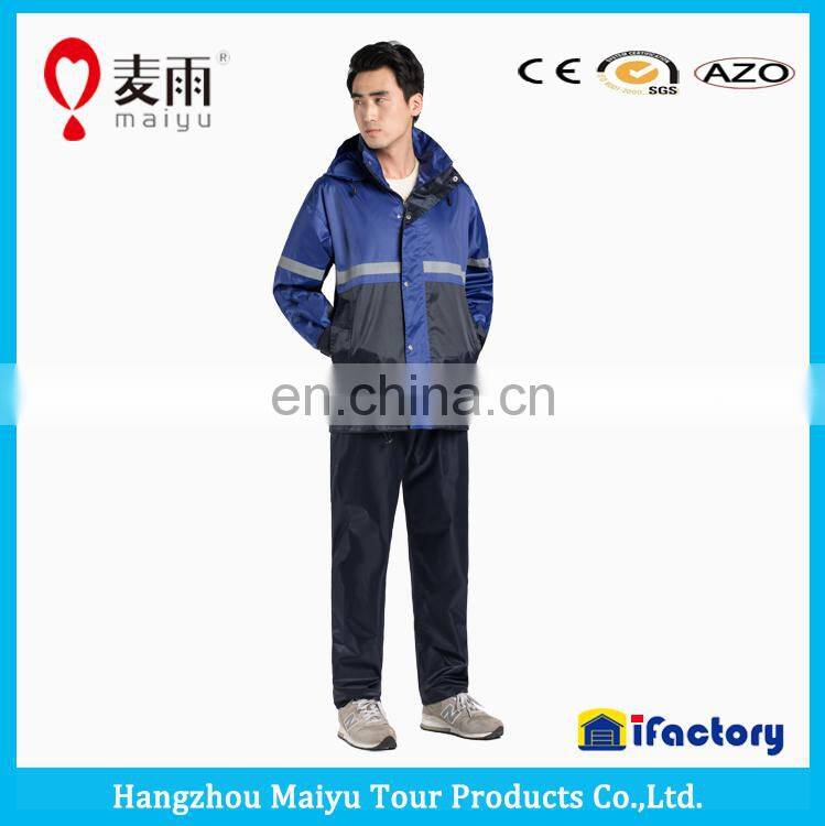 Maiyu high quality waterproof windbreaker rain suit with hood