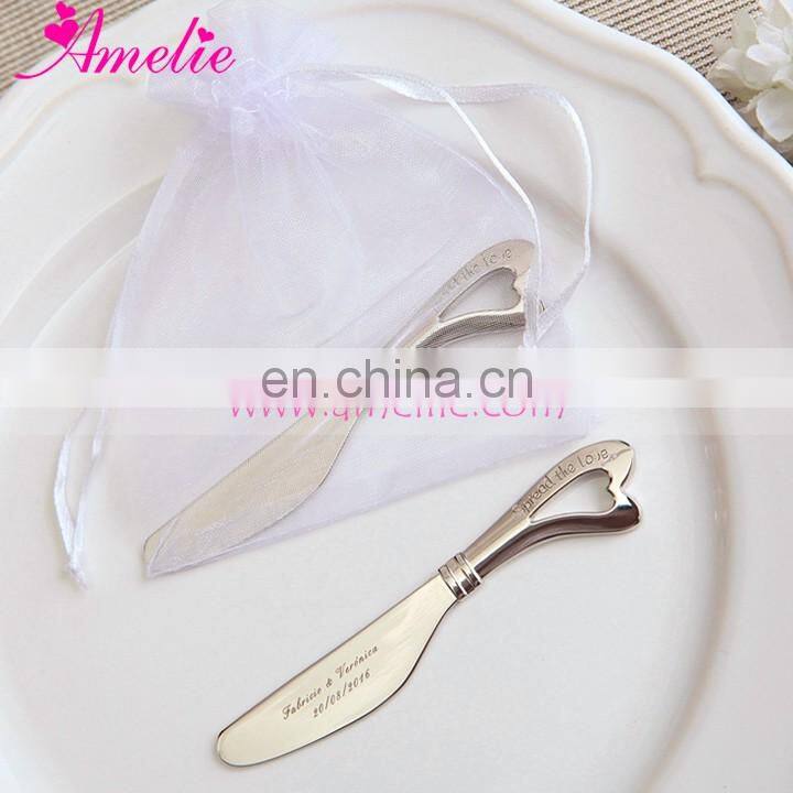 Customized Engrave Logo Personalized Fashion Love Heart Butter Knife Wedding Birthday Party Gift Favor Accessory