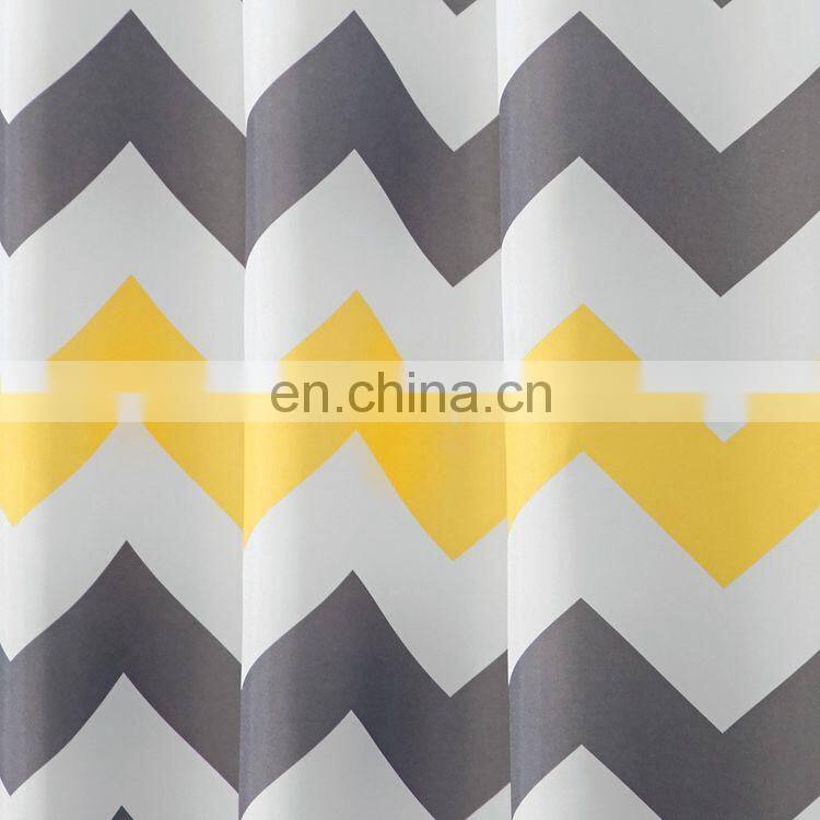 Two tone waterproof polyester wave design shower curtain