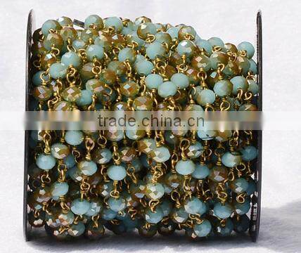 faceted colored crystal beads wrap chain gold plated wire chain for jewelry diy