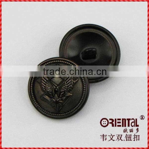 alloy metal shank button with printed design for men's clothing
