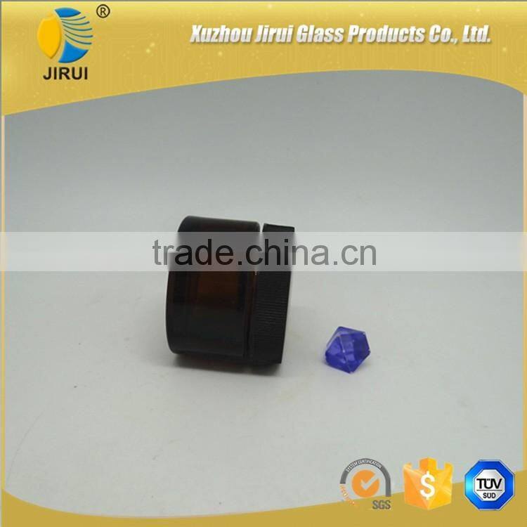 50ml amber straighted sided cosmetic jar with black lid