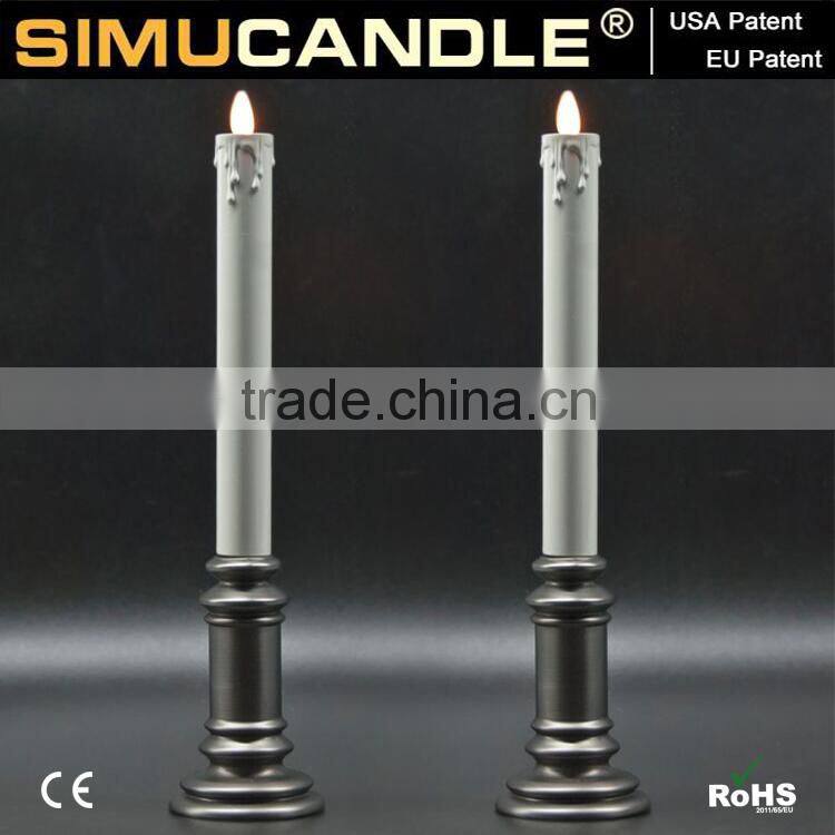 led taper candle flicker pillar, with USA and EU patent below Christmas holiday