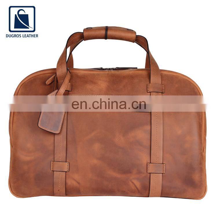 Crazy Horse Style Cotton Lining Material Unisex Genuine Leather Duffel Bag for Sale