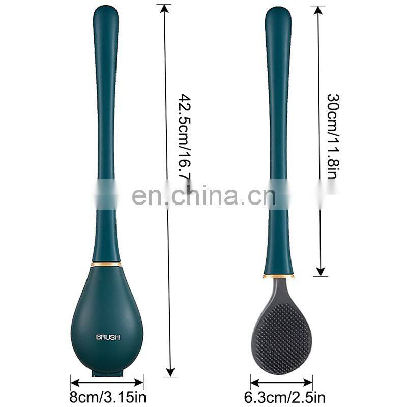 Silicone Toilet Brushes With Holder Set Wall-Mounted Long Handled Toilet Cleaning Brush Modern Hygienic Bathroom Accessories