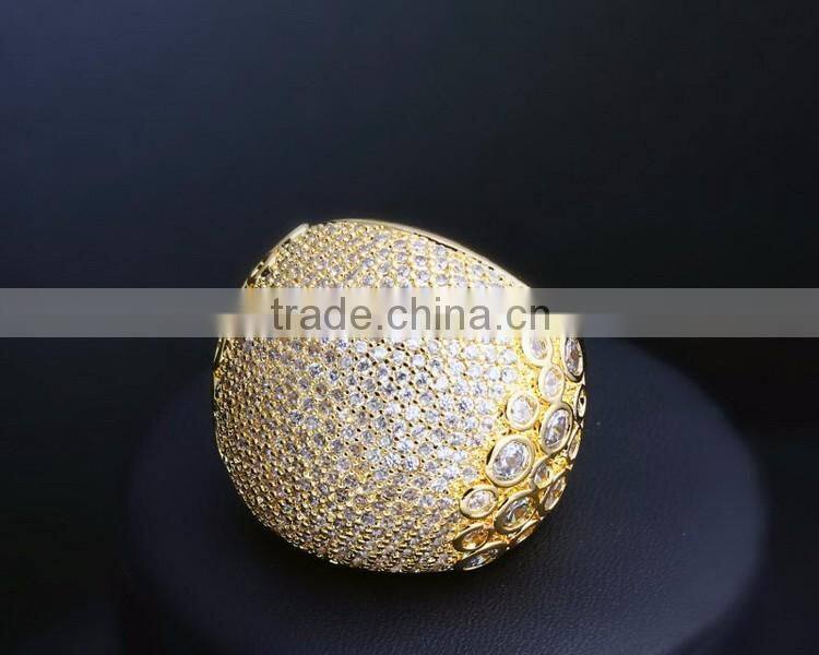 Crystal Luxury Wedding Jewelry Must Buy Design Pave Setting Zircon Chunky Ring