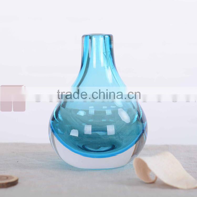 Casamotion Decorative Modern Mini Bud Blue Color Handmade Glass Vase Decoration