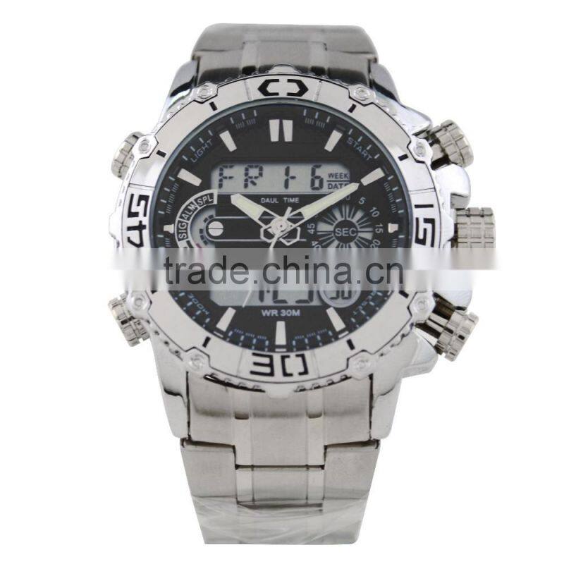 LP7630 Wholesale classic all stainless steel dual time luxury watch