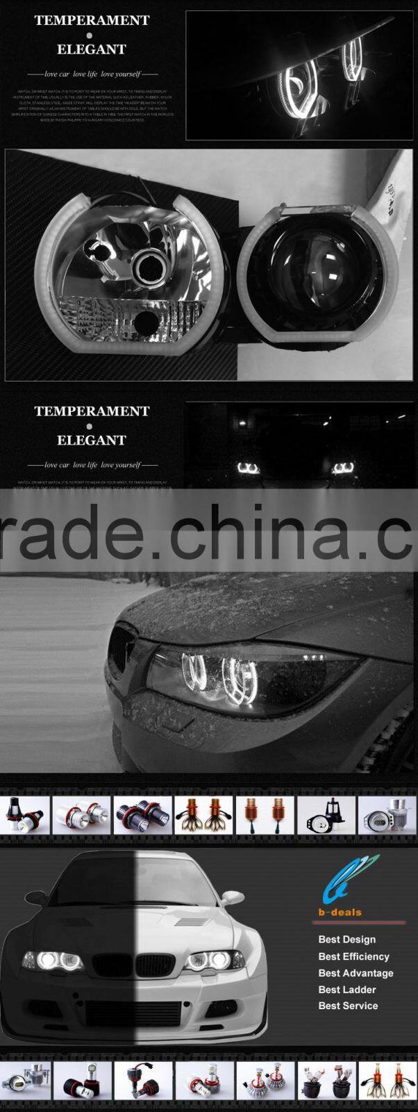 2015 CE certificate hot Selling led car headlights crystal angel eyes for bmw e90