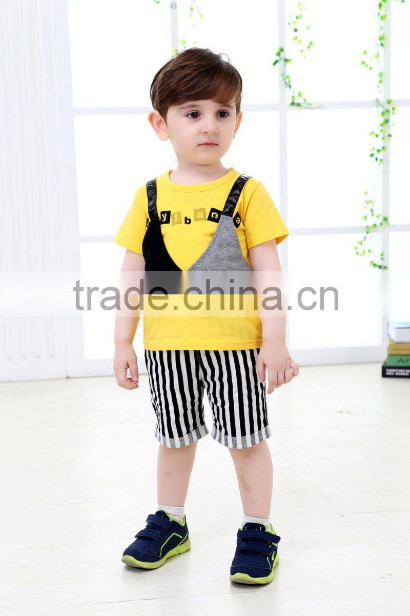 2015 Fashion Design England Gentleman Fashion Cotton Summer Short Sleeve Baby Boy Clothing Sets