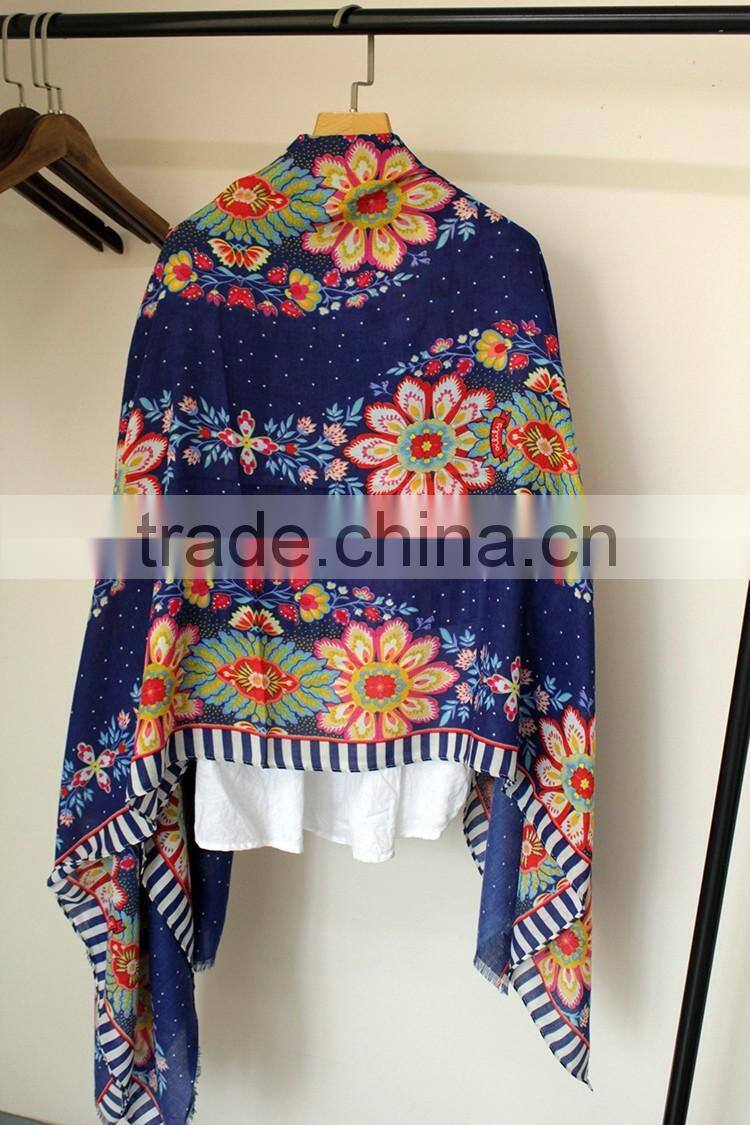 Newest Beautiful Flower Printed Fashion Lady Women Shawl Scarf Hijab