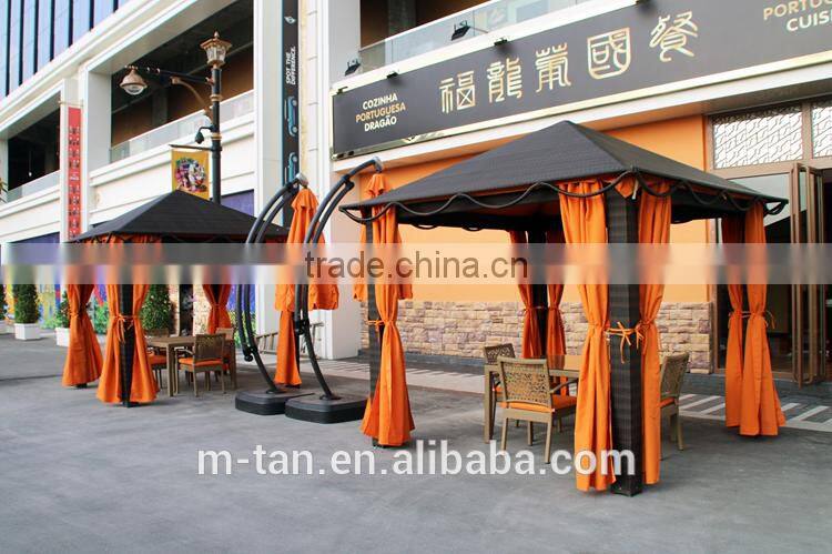 Chinese Cheap Wooden Aluminum frame 3 Meter Square Outdoor Rattan Garden Gazebo