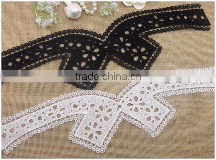 Factory Cheap 44cm*12.5 Water Suloble Nylon Black White Embroidery Neck trim lace collar for garment accessory