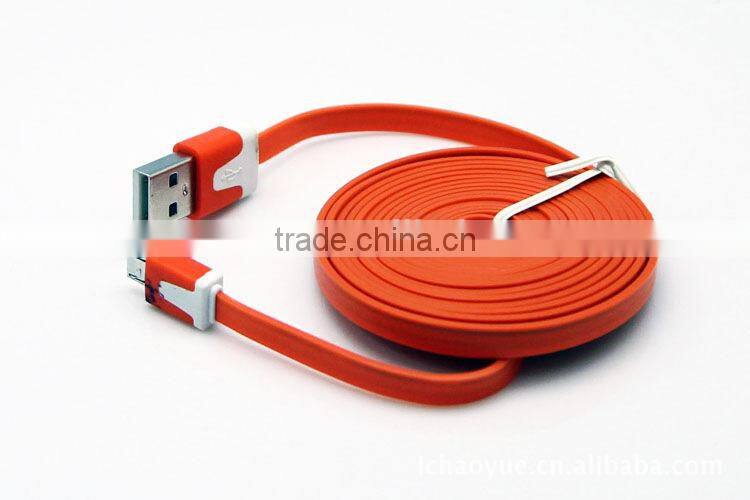 Flat Coloful micro usb cable,For Samsung usb 5pin cable