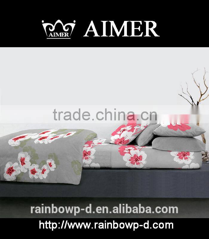 pigment print queen size cotton bed sheet set/comforter set