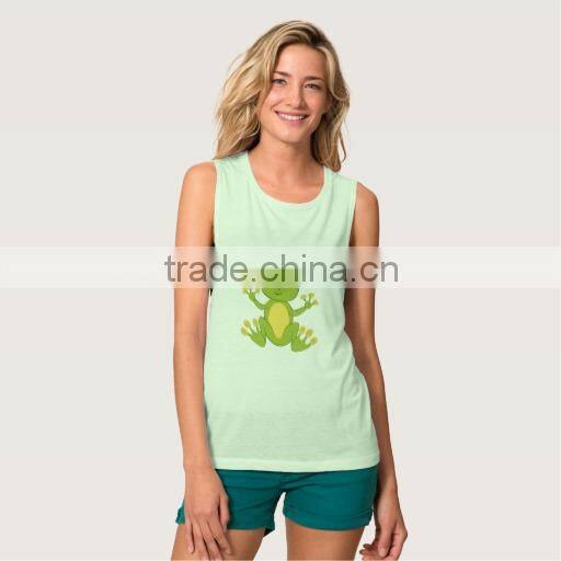 funny frog printing women's t back tank top for ladies hotsale