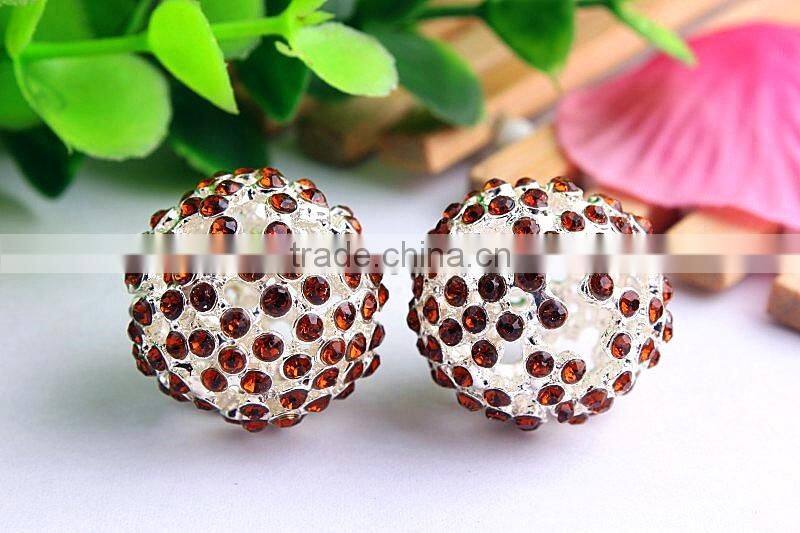 AAA Quality 20mm large fashion alloy rhinestone ball crystal bubblegum loose charm beads for DIY jewelry making!!