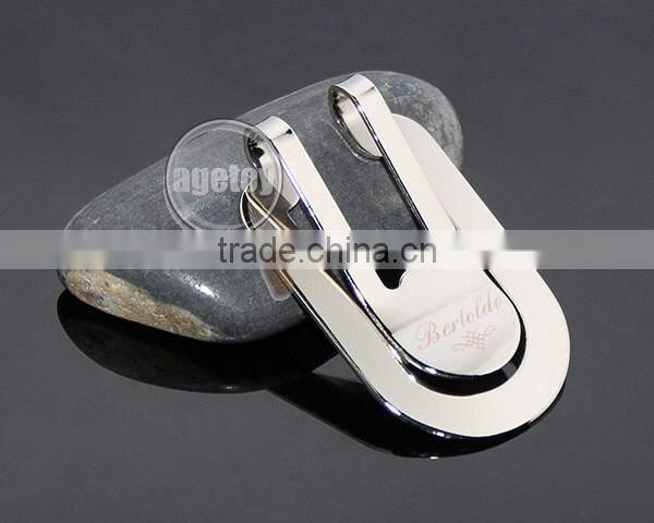 Customized Brand Name High Polished Stainless Steel Metal Laser Engraved Money Clip